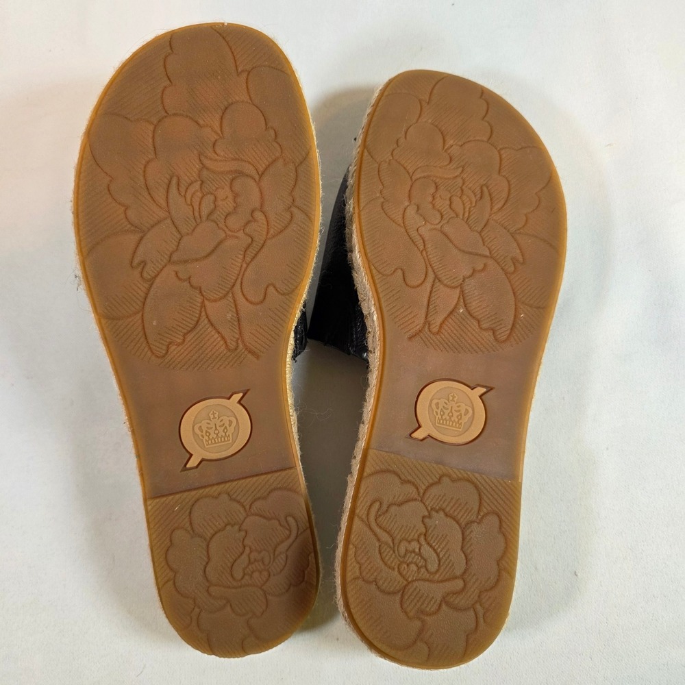 BORN Drilles Black Leather Espadrille Slide‎ Sandals Womens 8M - Picture 5 of 6